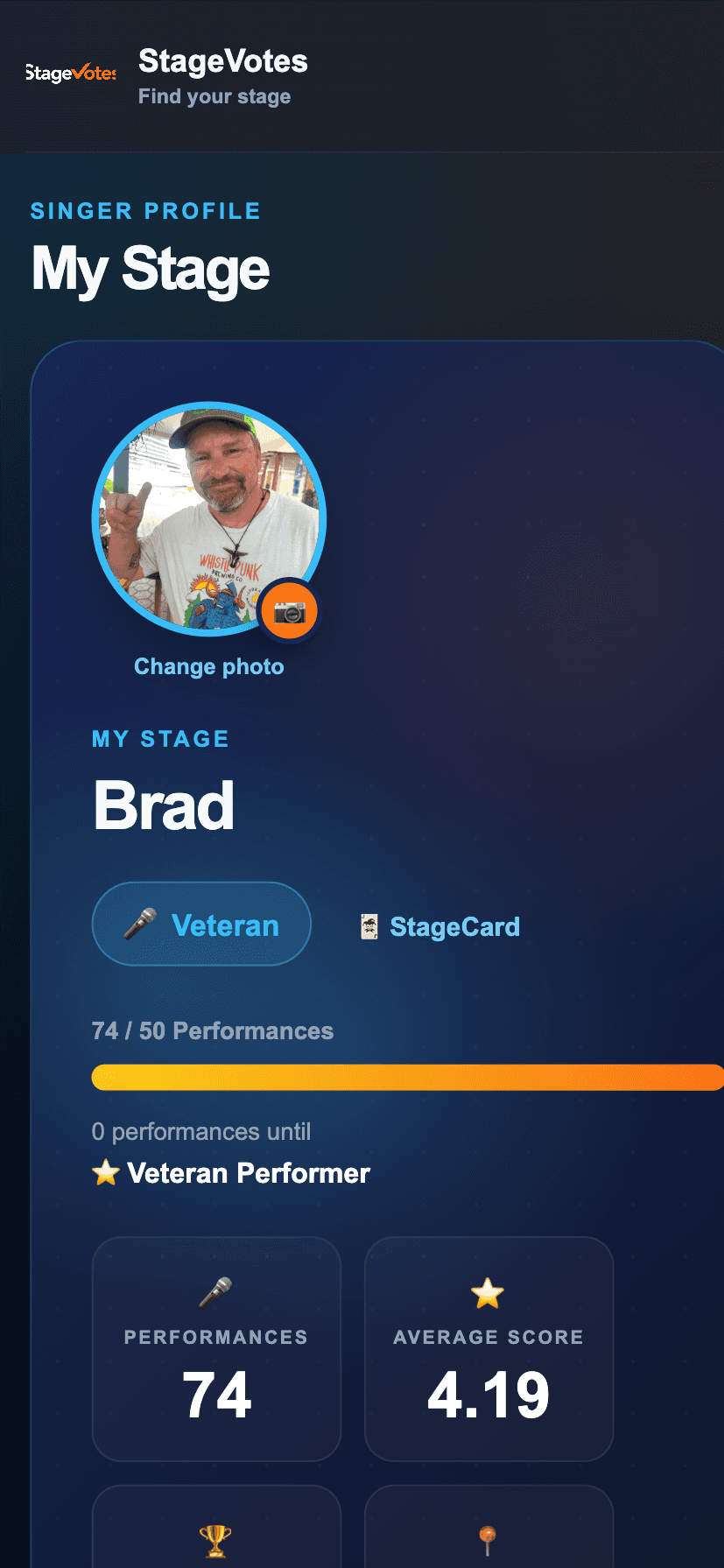 StageVotes My Stage singer profile